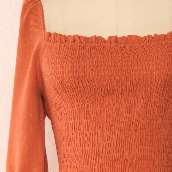 Rust square neck midi dress - S - Picture 3 of 6